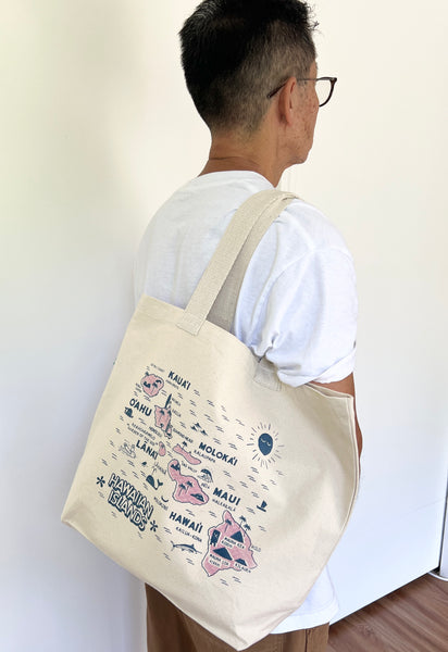HAWAIIAN ISLANDS RECYCLED CANVAS TOTE