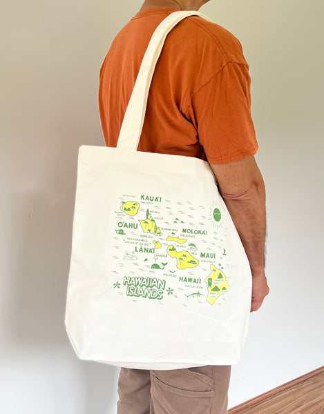 HAWAIIAN ISLANDS CANVAS TOTE