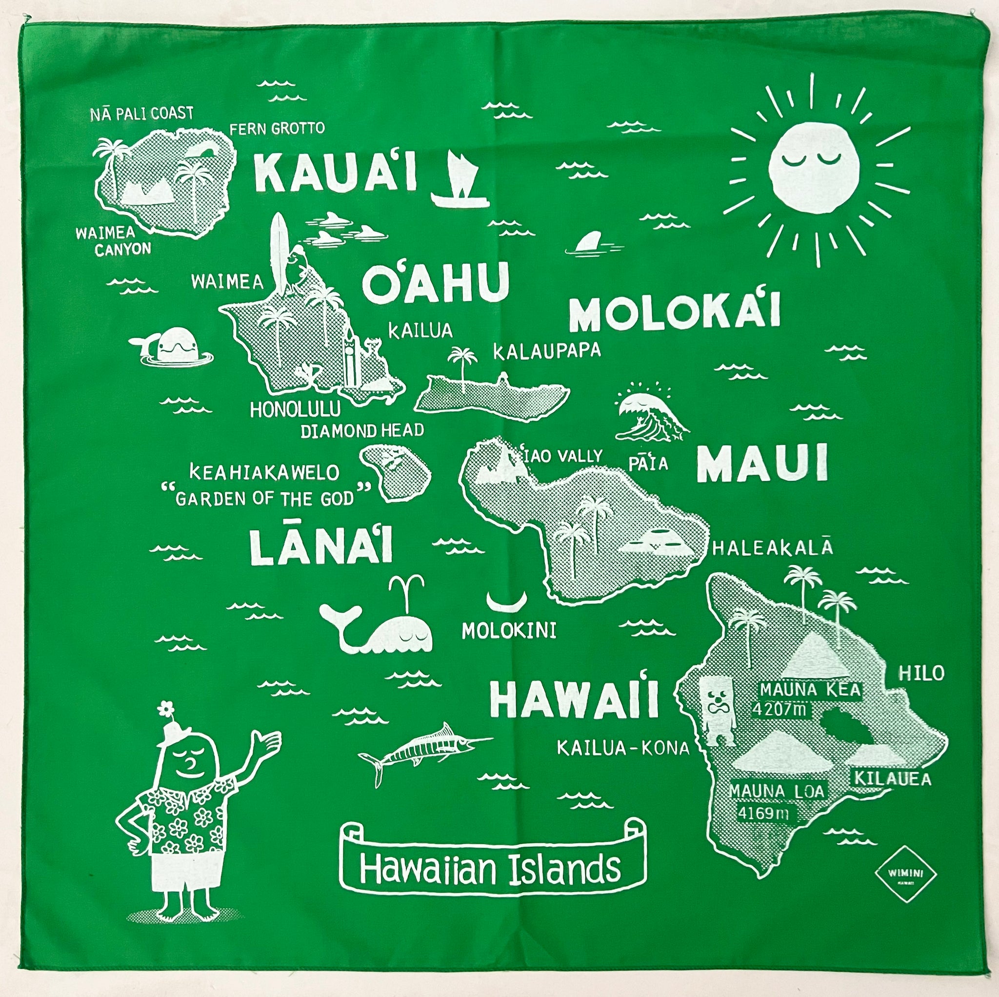 BANDANA -  HAWAIIAN ISLANDS GREEN