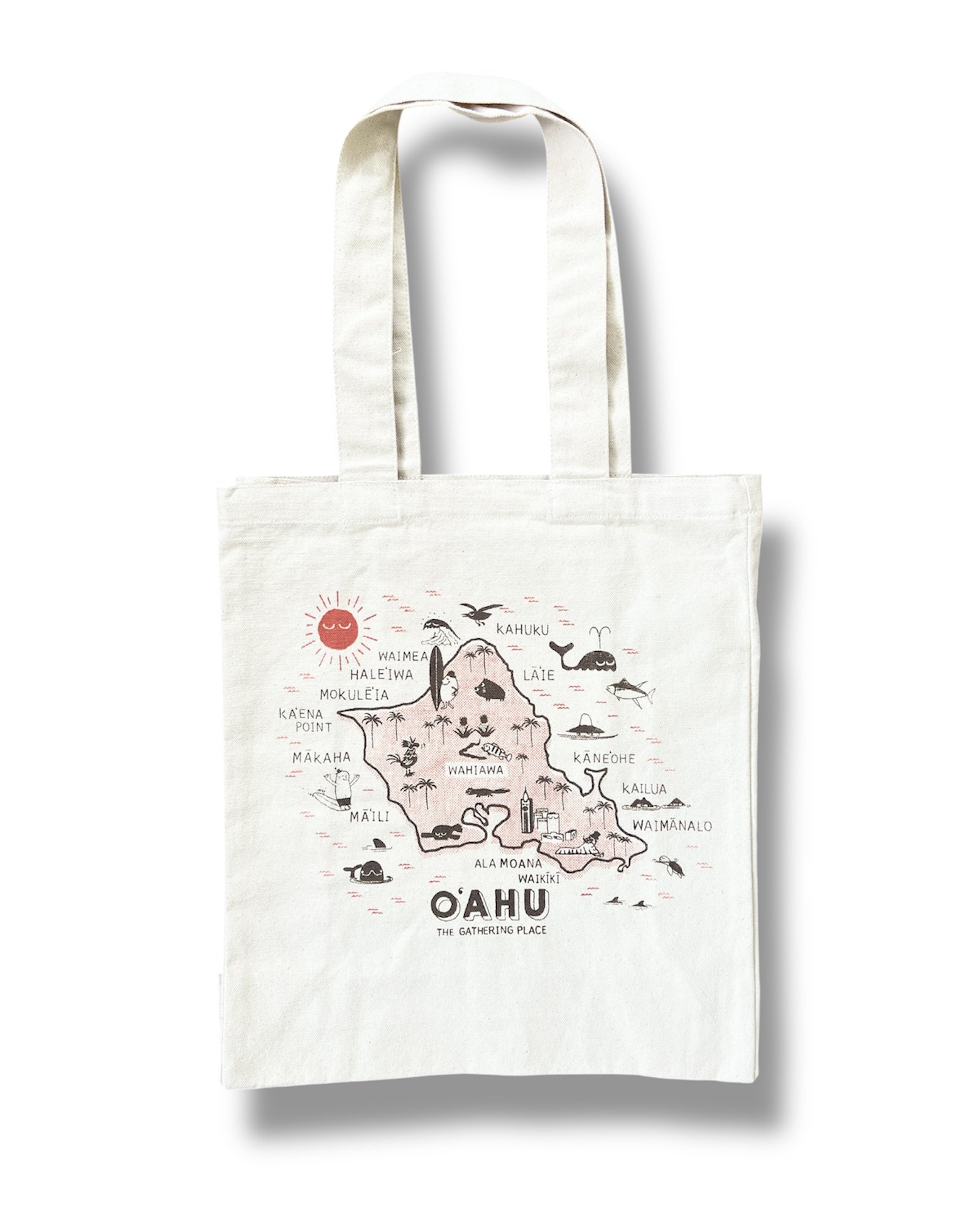 MAP OF OAHU RECYCLED CANVAS TOTE