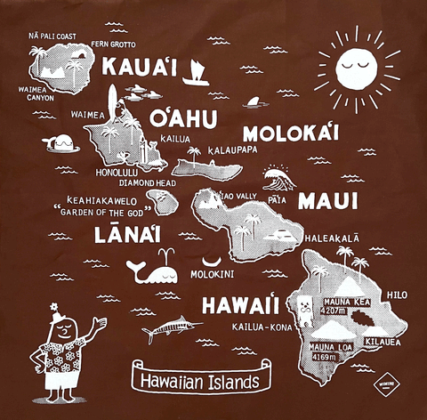 BANDANA -  HAWAIIAN ISLANDS BROWN