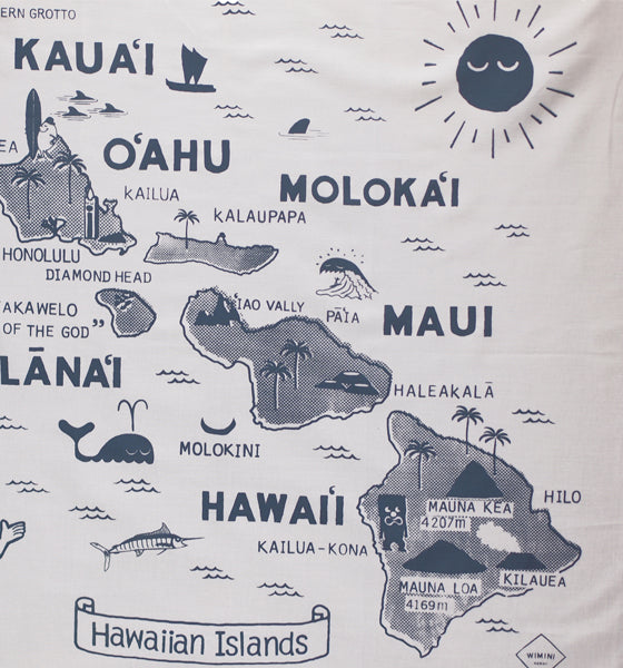 BANDANA -  HAWAIIAN ISLANDS  WHITE